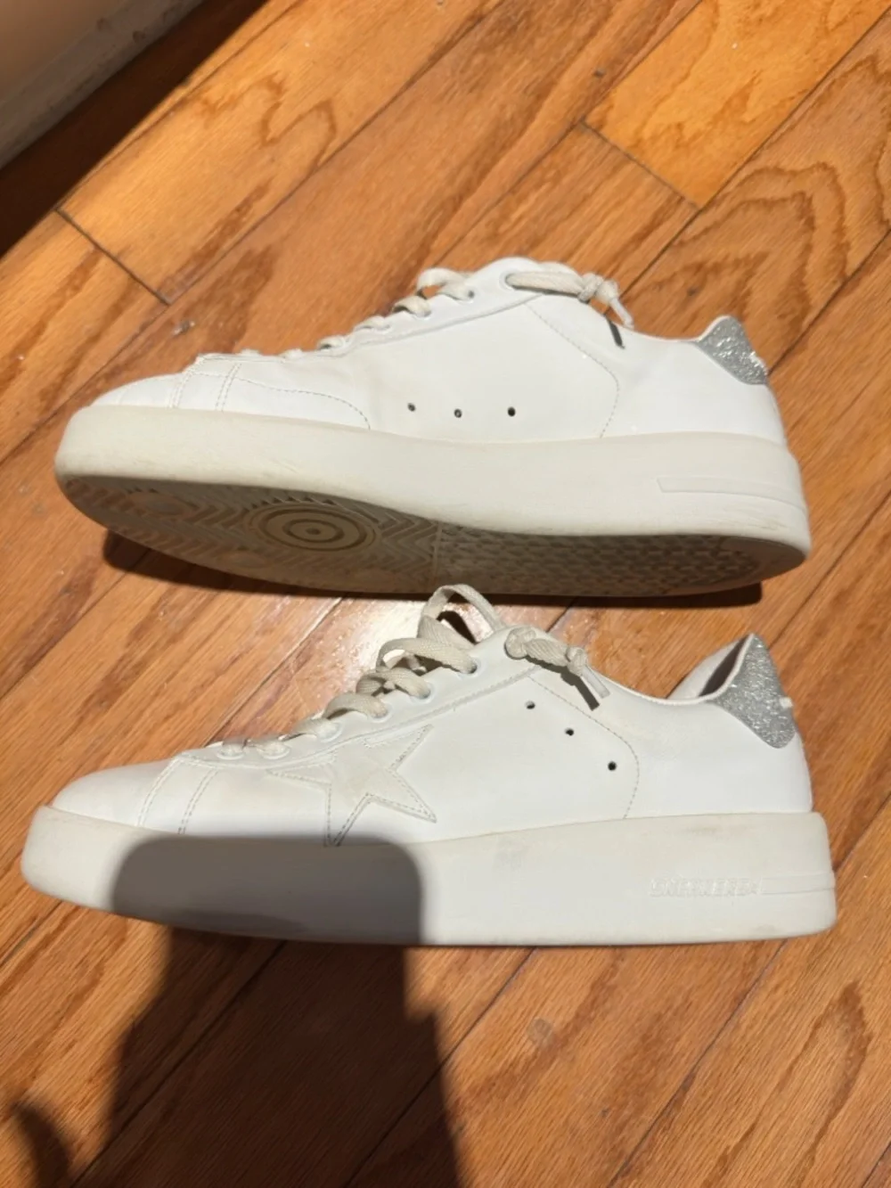 golden goose purestar glittery silver heel tab size 10 sneakers - Picture 5 of 12